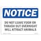 Signmission OSHA Notice, 5" Height, Do Not Leave Food Or Trash Out Overnight Sign, 7" X 5", Landscape OS-NS-D-57-L-11294 - alternate 1